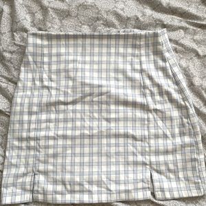 brandy melville baby blue plaid mini skirt